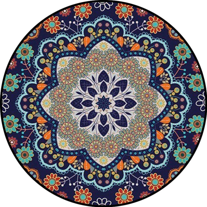 BowLift | Mediterranean Moroccan rug in blue floral pattern rug Polyester pet-friendly rug for home decoration