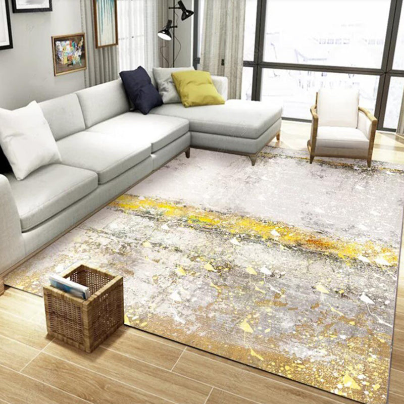 Casual modern rug in cream-colored abstract paint pattern rug polyester pet-friendly washable rug for home decor | Bowlift