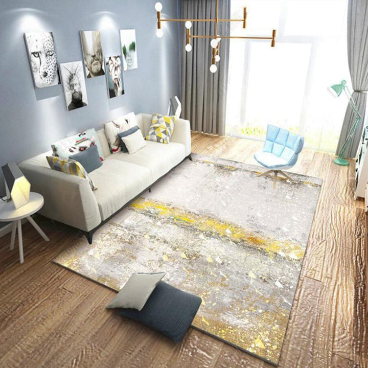 Casual modern rug in cream-colored abstract paint pattern rug polyester pet-friendly washable rug for home decor | Bowlift