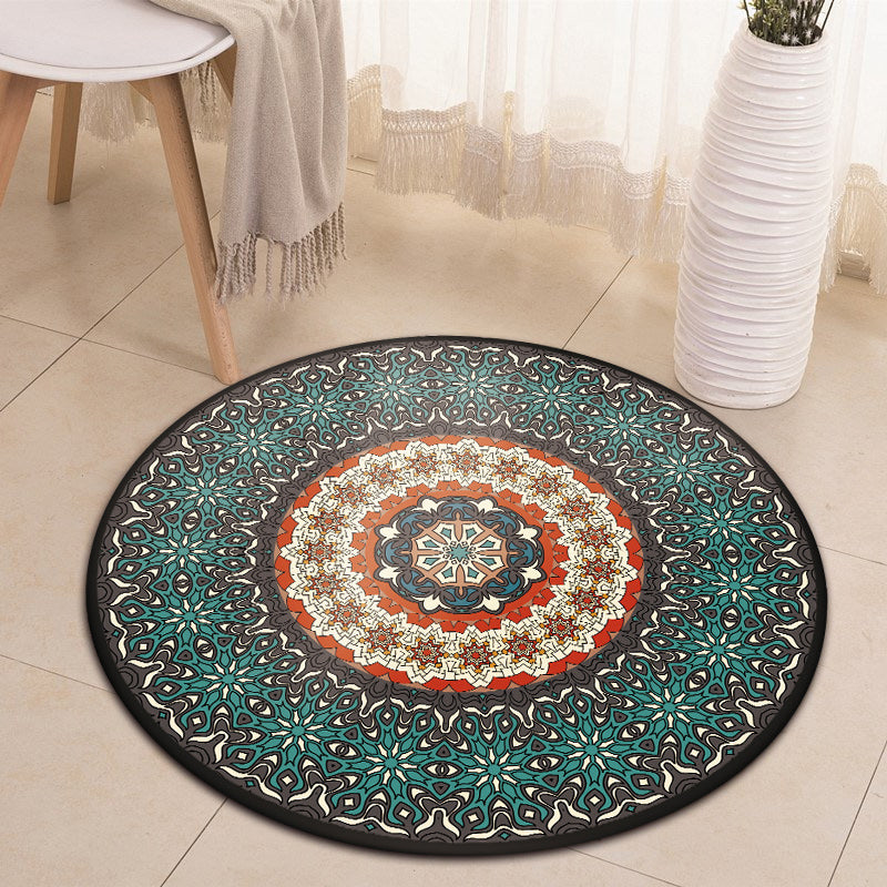 Oriental Moroccan carpet in blue floral pattern carpet polyester pet-friendly carpet for home decoration | Bowlift