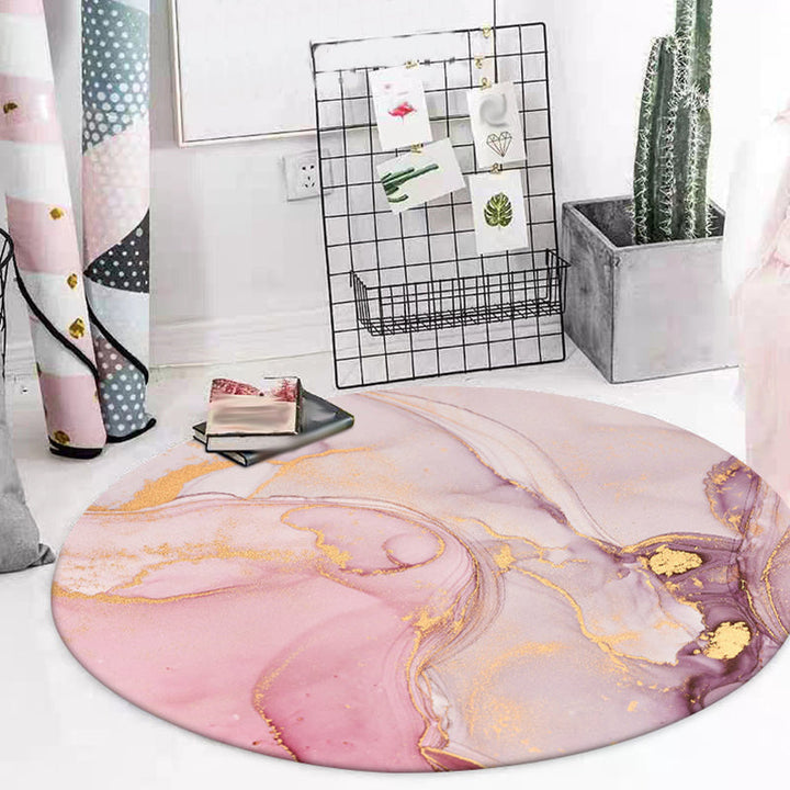 Modern living room rug in pink abstract watercolor painting printed rug polyester non-slip washable area rug | Bowlift