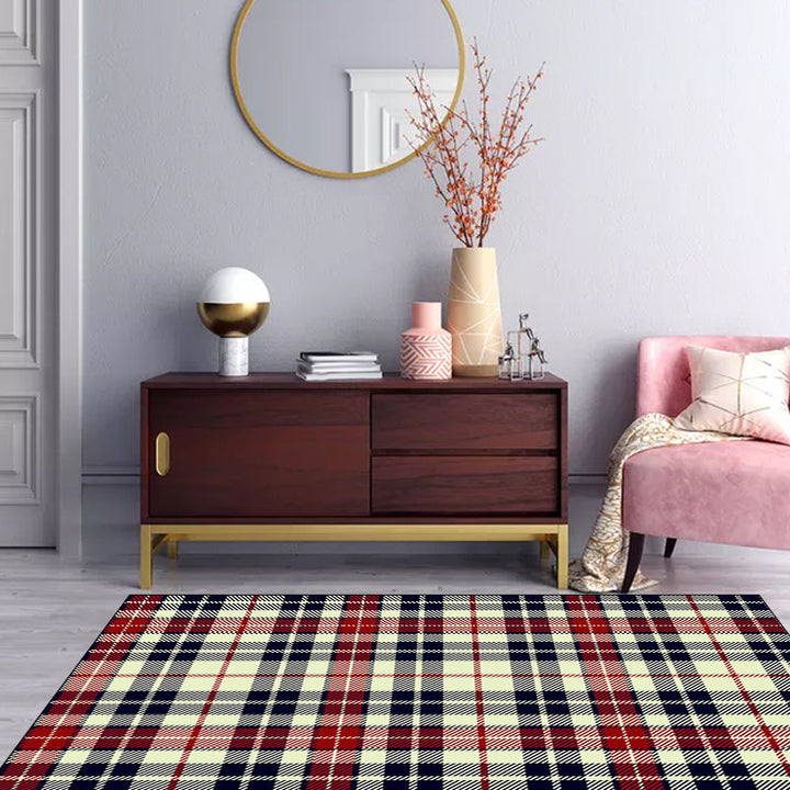 Minimalist modern rug in yellow check pattern rug polyester non-slip backing rug for home decor | Bowlift