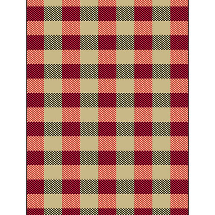 Red and Brown Bedroom Rug Modern Checkered Striped Design Rug Polyester Stain Resistant Machine Washable Rug | Bowlift
