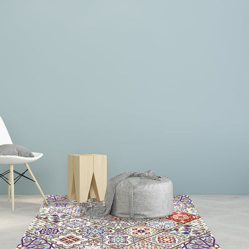 Ivory Bedroom Rug Moroccan Floral Geometric Pattern Area Rug Polyester Non-Slip Pet-Friendly Rug | Bowlift
