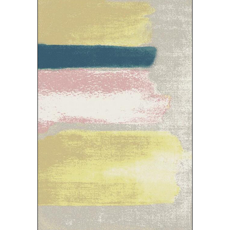 Gray Bedroom Rug Modern Abstract Painting Pattern Area Rug Polyester Stain Resistant Machine Washable Rug | Bowlift