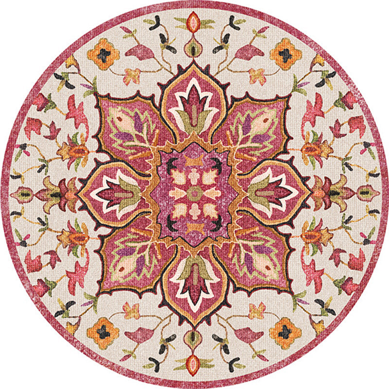 BowLift | Oriental Moroccan Carpet in Ivory Flower Petal Pattern Carpet Polyester Non-Slip Back Carpet for Home Decor