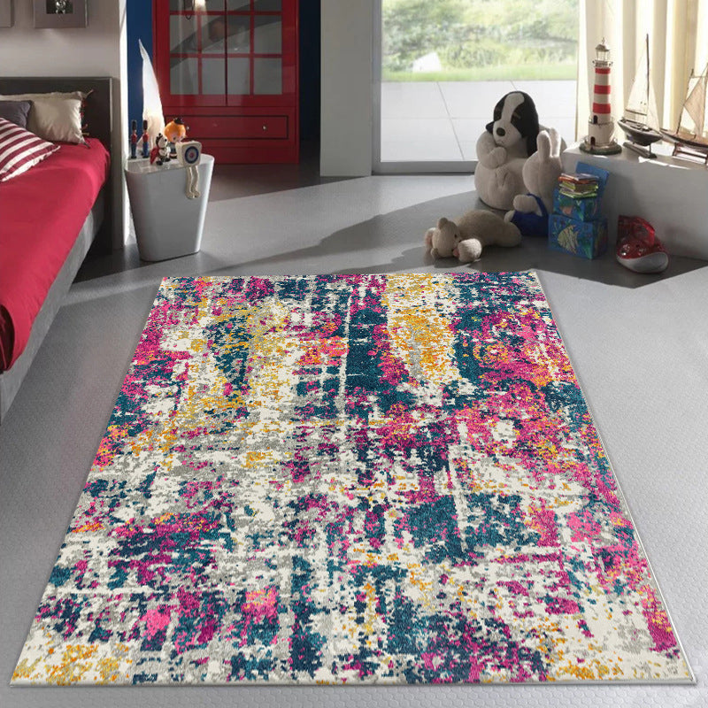 BowLift | Stylish Abstract Carpet Multicolor Industrial Carpet Polyester Washable Non-Slip Back Rug for Living Room