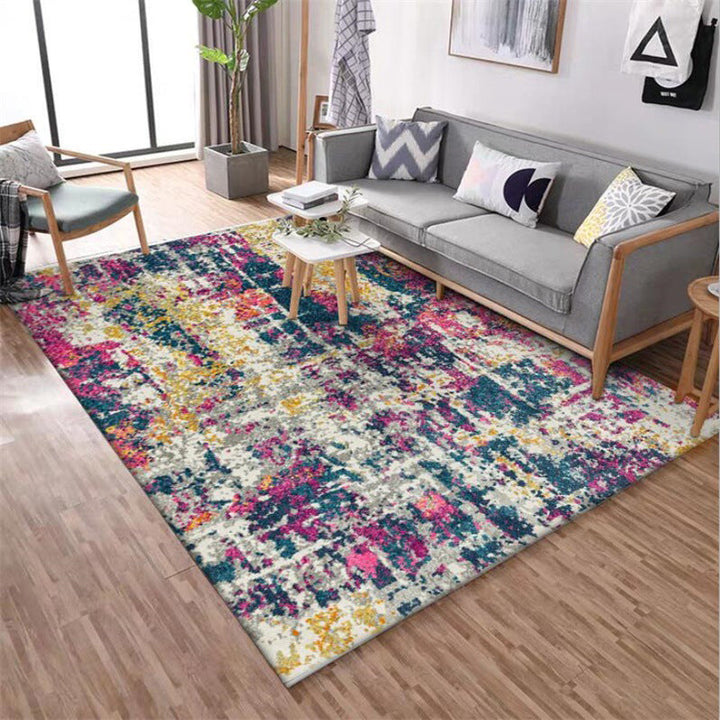 BowLift | Stylish Abstract Carpet Multicolor Industrial Carpet Polyester Washable Non-Slip Back Rug for Living Room