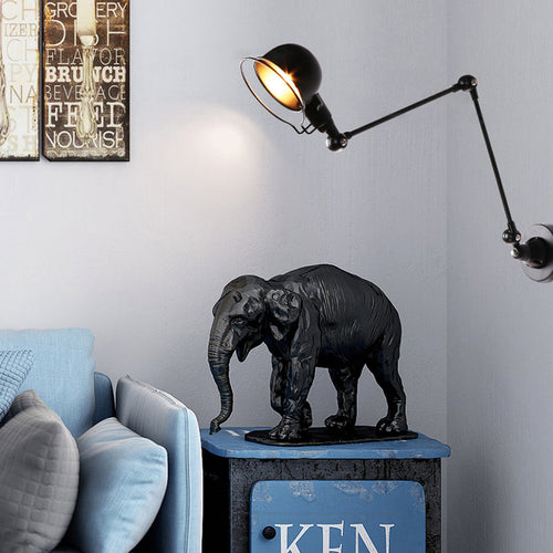 BowLift | Black/White Swing Arm Wall Light with Bowl Shade Industrial Metal 1 Head Hallway Wall Lamp