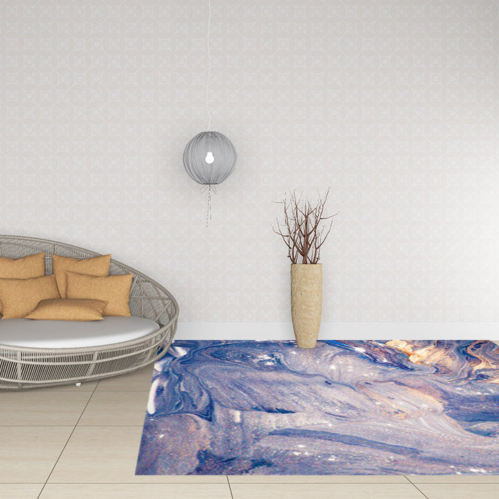 Green and blue bedroom rug modern abstract water pattern rug made of polyester pet-friendly washable rug | Bowlift