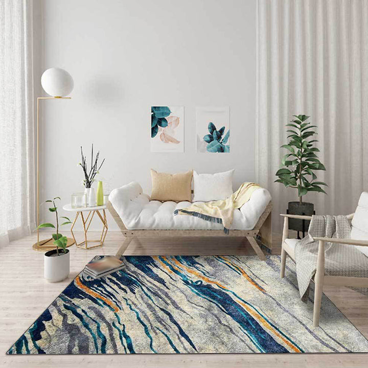 Casual modern rug in gray abstract pattern rug polyester machine washable non-slip backing rug for home decor | Bowlift