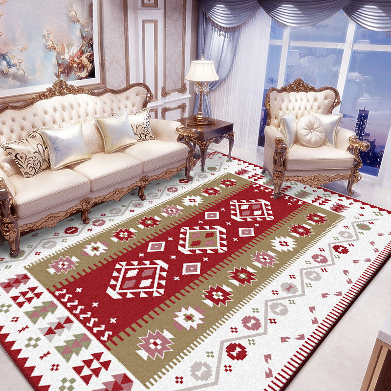 BowLift | Base Southwest Carpet in Red and White Diamond Wave Pattern Carpet Polyester Pet-Friendly Carpet for Home Decor