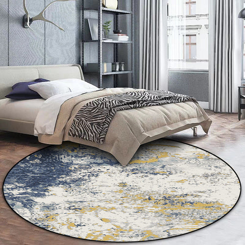 Minimalist modern rug white abstract ink painting pattern rug polyester washable pet-friendly rug for home decor | Bowlift