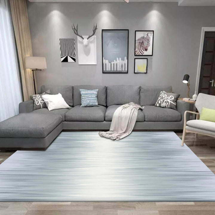 Nordic Modern Rug in Ivory Abstract Stripe Pattern Rug Polyester Machine Washable Rug for Home Decoration | Bowlift