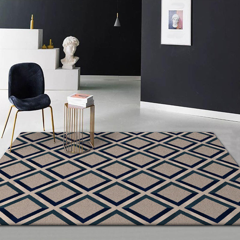 Contemporary Modern Rug in Brown Diamond Pattern Rug Polyester Stain Resistant Rug for Home Decor | Bowlift