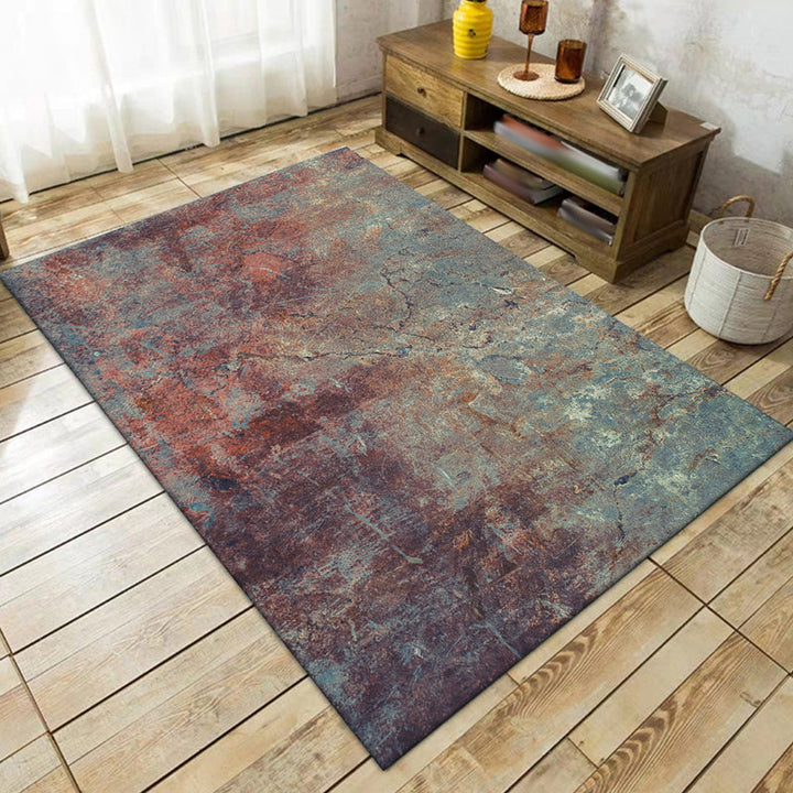 Modern Living Room Rug Colorful Abstract Rust Print Rug Polyester Washable Pet-Friendly Area Rug | Bowlift