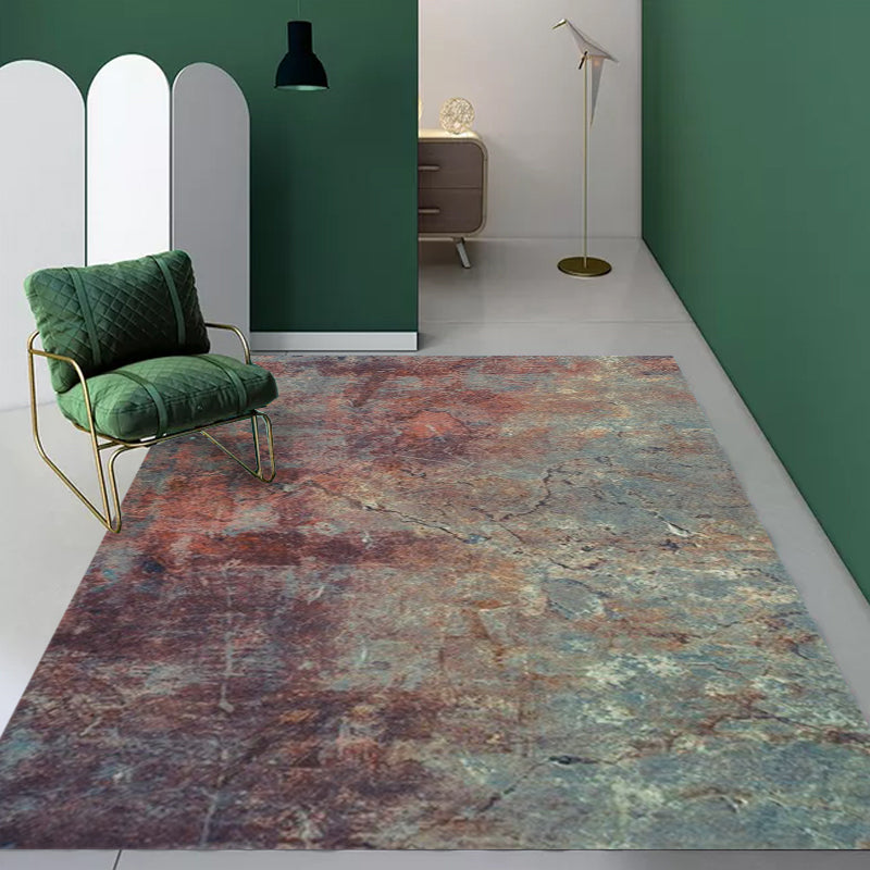 Modern Living Room Rug Colorful Abstract Rust Print Rug Polyester Washable Pet-Friendly Area Rug | Bowlift