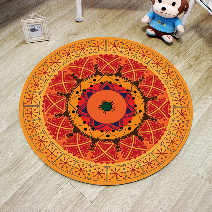 Orange Bedroom Rug Moroccan Floral Lotus Pattern Rug Polyester Machine Washable Stain Resistant Rug | Bowlift