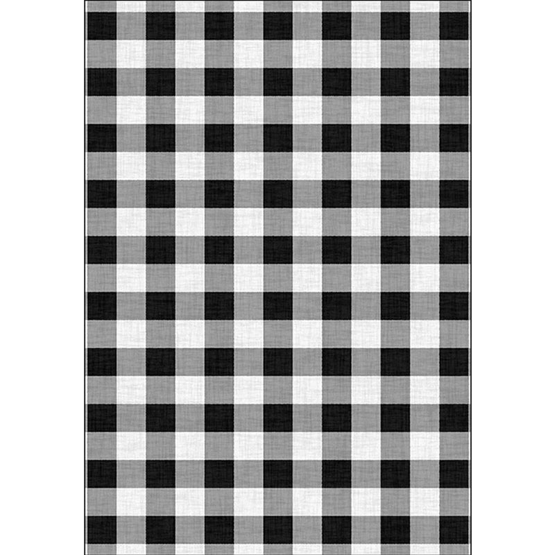 Black and White Bedroom Rug Modern Checkered Pattern Rug Polyester Washable Stain Resistant Rug | Bowlift