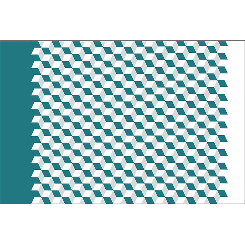 Modern living room rug Multicolored cube pattern rug Polyester non-slip backing washable rug | Bowlift
