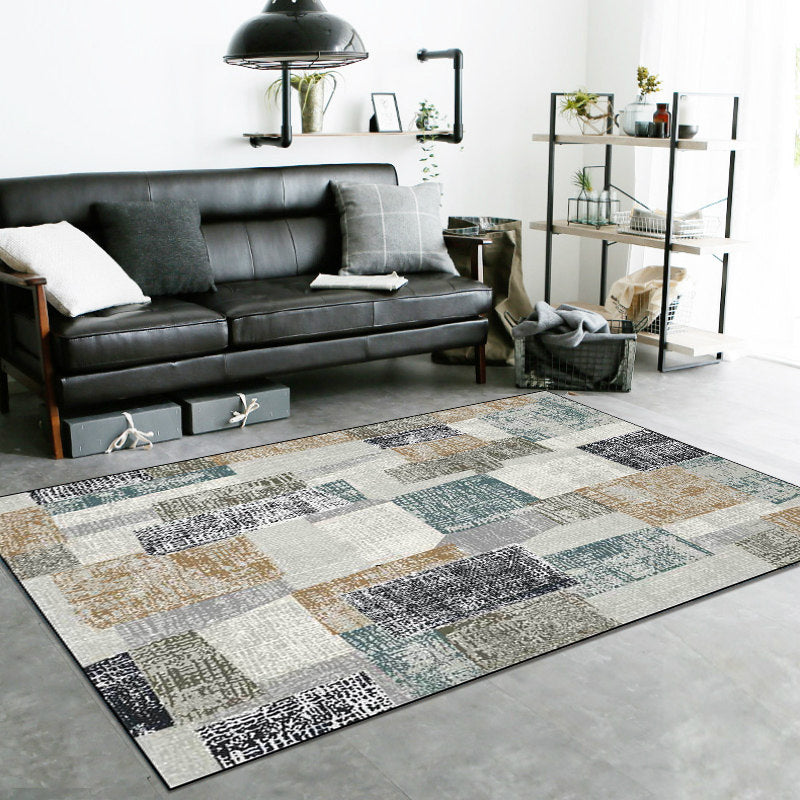 BowLift | Gray Bedroom Carpet Novelty Color Block Pattern Area Rug Polyester Non-Slip Pet-Friendly Rug