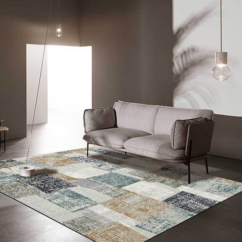 BowLift | Gray Bedroom Carpet Novelty Color Block Pattern Area Rug Polyester Non-Slip Pet-Friendly Rug