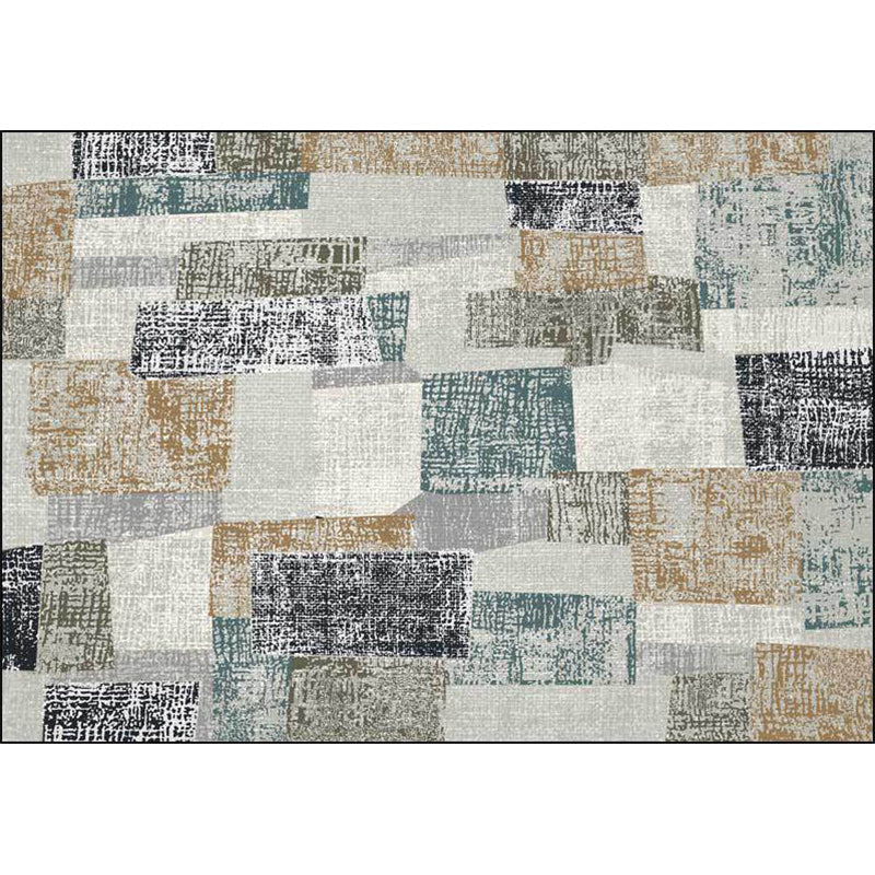 BowLift | Gray Bedroom Carpet Novelty Color Block Pattern Area Rug Polyester Non-Slip Pet-Friendly Rug