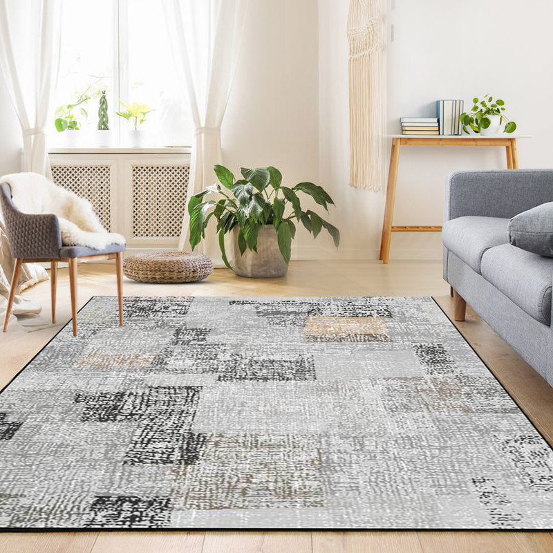 BowLift | Gray Bedroom Carpet Novelty Color Block Pattern Area Rug Polyester Non-Slip Pet-Friendly Rug