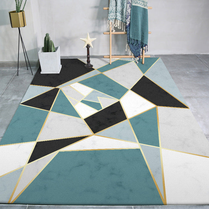 Stylish Color Box Rug Black and Green Simple Rug Polyester Washable Non-Slip Back Rug for the Living Room | Bowlift