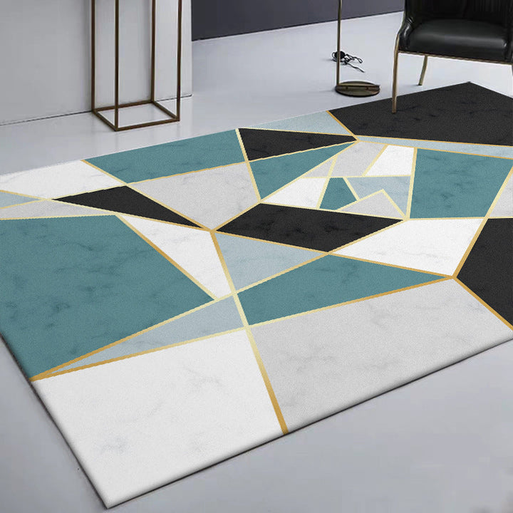Stylish Color Box Rug Black and Green Simple Rug Polyester Washable Non-Slip Back Rug for the Living Room | Bowlift