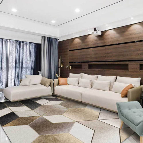 Creative geometric pattern rug brown and black casual rug polyester washable non-slip backing rug for living room | Bowlift
