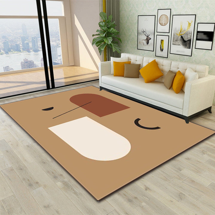 Contemporary abstract carpet light brown and white polyester rug machine washable non-slip rug for the bedroom | Bowlift