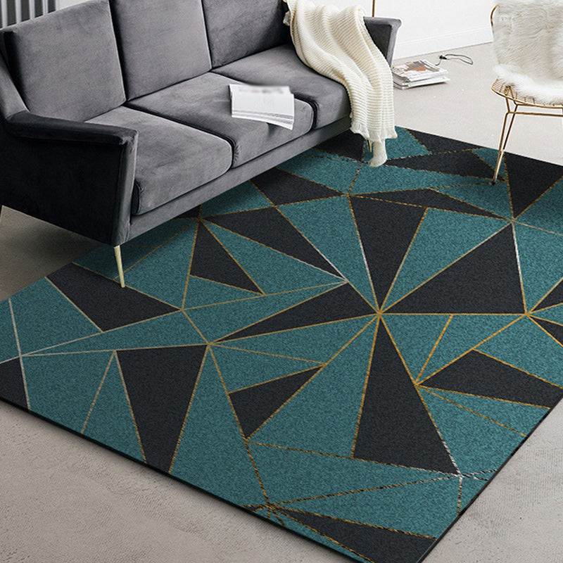 Black and green modern carpet polyester color block carpet washable non-slip backing carpet for the living room | Bowlift