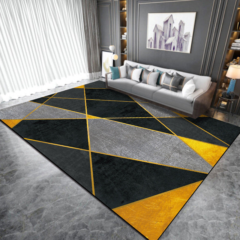 New Color Edge Carpet Black and Yellow Polyester Carpet Machine Washable Non-Slip Rug for the Bedroom | Bowlift