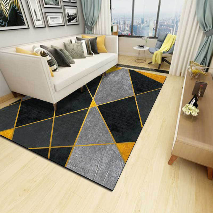 New Color Edge Carpet Black and Yellow Polyester Carpet Machine Washable Non-Slip Rug for the Bedroom | Bowlift