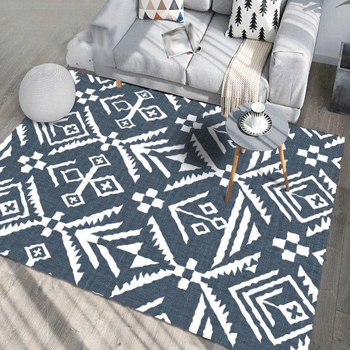 BowLift | Marine-Indian Tribe Wallpaper Geometric Floor Covering Synthetic Washable Pet Friendly Stain Resistant Power Loom Rug