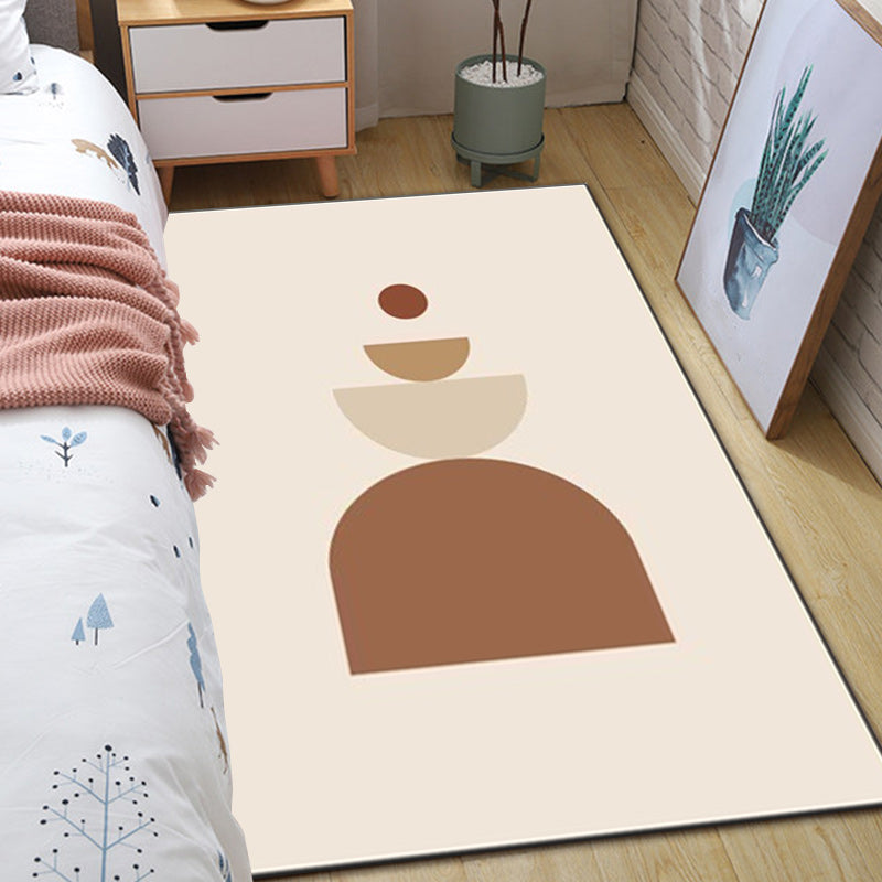 Light pink novelty rug polyester geometric pattern rug machine washable non-slip rug for the living room | Bowlift