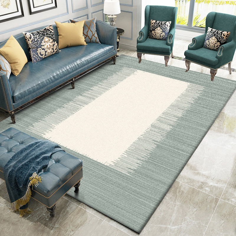 Simply striped rug light blue and beige modern rug polyester washable non-slip rug for the living room | Bowlift