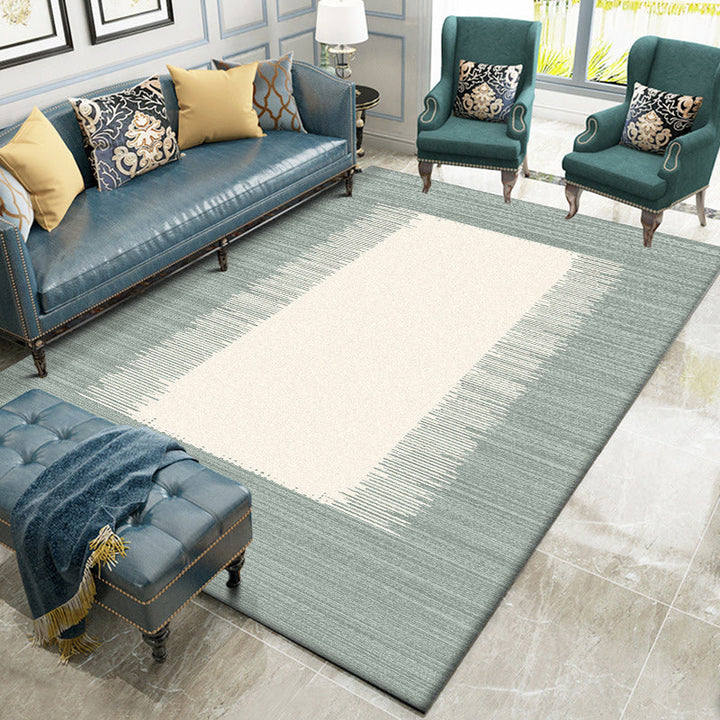 Simply striped rug light blue and beige modern rug polyester washable non-slip rug for the living room | Bowlift