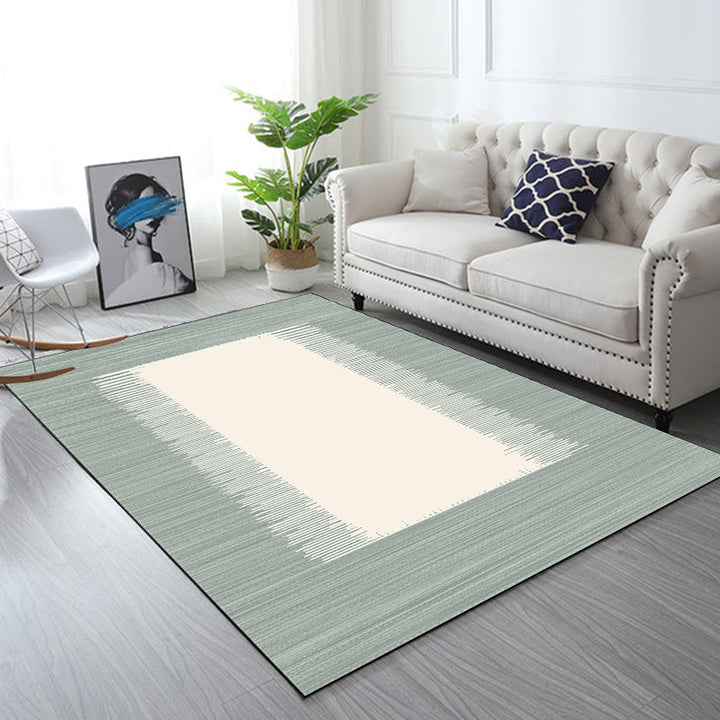 Simply striped rug light blue and beige modern rug polyester washable non-slip rug for the living room | Bowlift