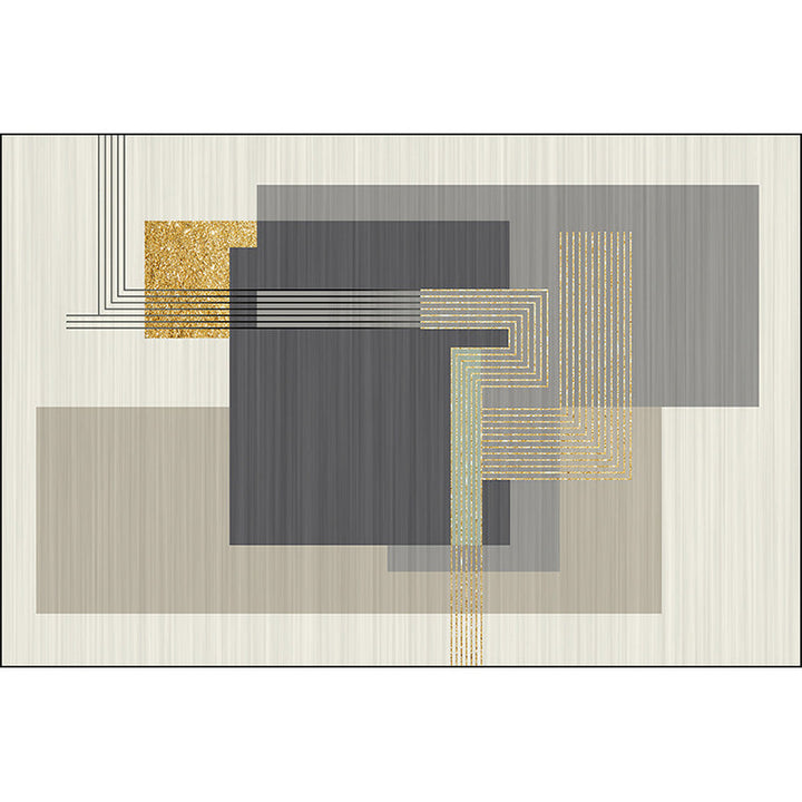 Stylish striped rug in gray and beige casual rug polyester washable non-slip backing living room rug | Bowlift