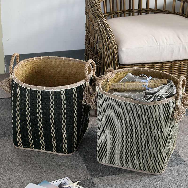 Unisex Handwoven Storage Basket with Decorative Fringes Bowlift