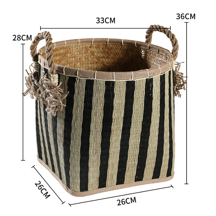 Unisex Handwoven Storage Basket with Decorative Fringes Bowlift