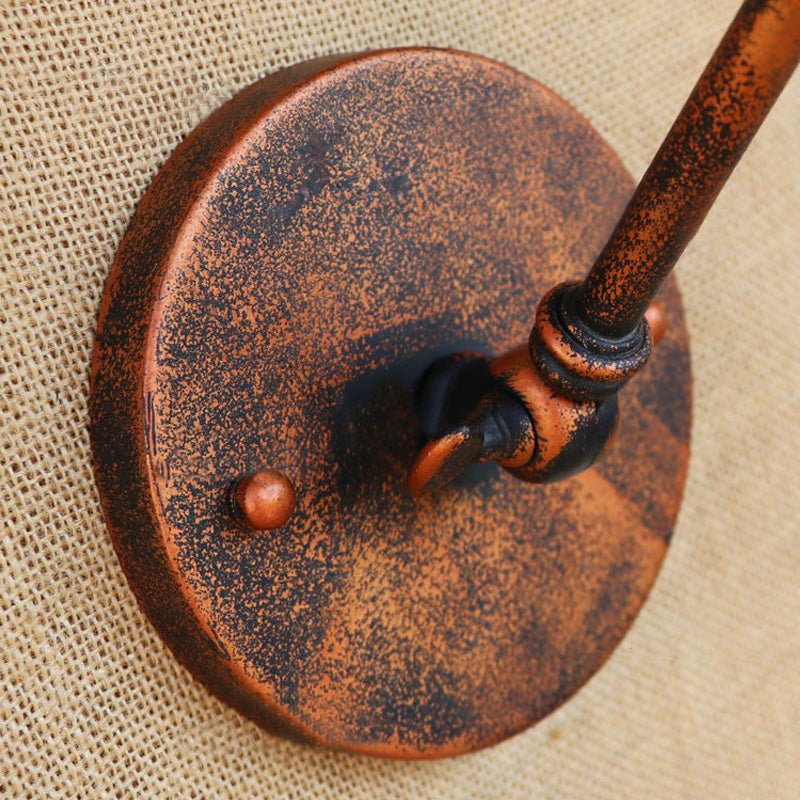 BowLift | 1 Bulb Wall Lighting Vintage Industrial Conical Shade Metal Wall Lamp in Black/Rust for the Study