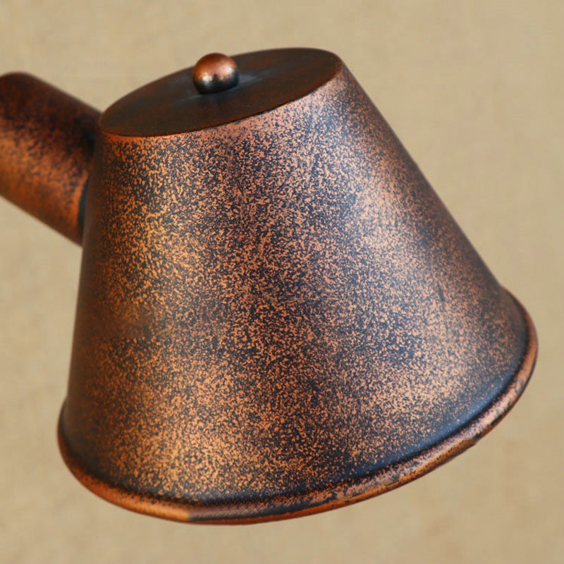 BowLift | 1 Bulb Wall Lighting Vintage Industrial Conical Shade Metal Wall Lamp in Black/Rust for the Study