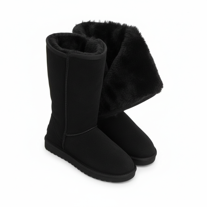 BowLift | Nina | Warm & Waterproof Suede Sheepskin Boots with Side Zipper