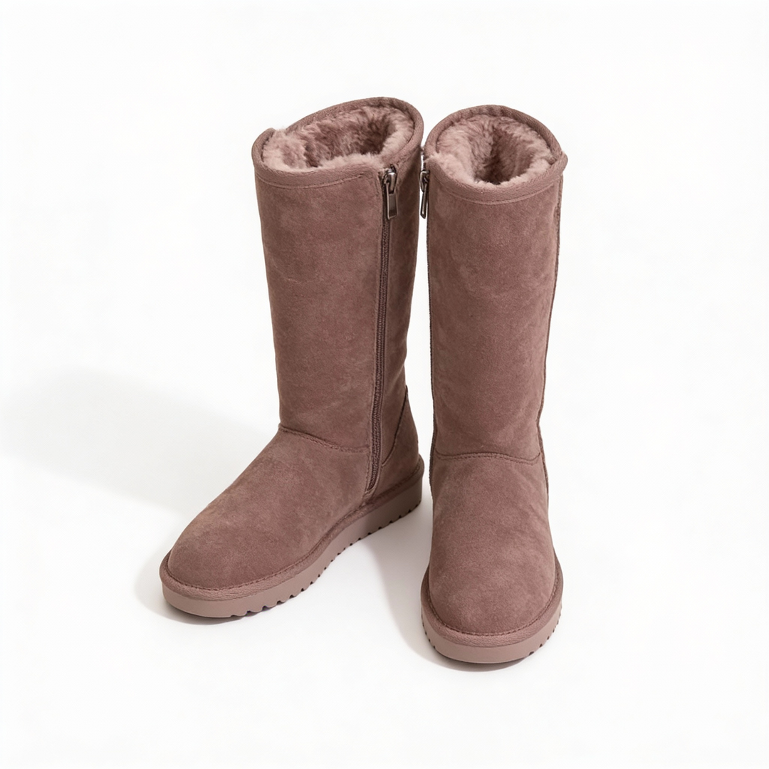 BowLift | Nina | Warm & Waterproof Suede Sheepskin Boots with Side Zipper