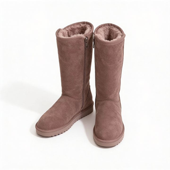 BowLift | Nina | Warm & Waterproof Suede Sheepskin Boots with Side Zipper