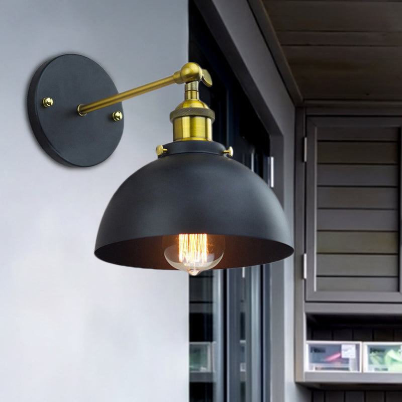 BowLift | 1 Head Wall Light with Dome Shade Metal Rotatable Wall Lamp in Brass Finish for Balcony