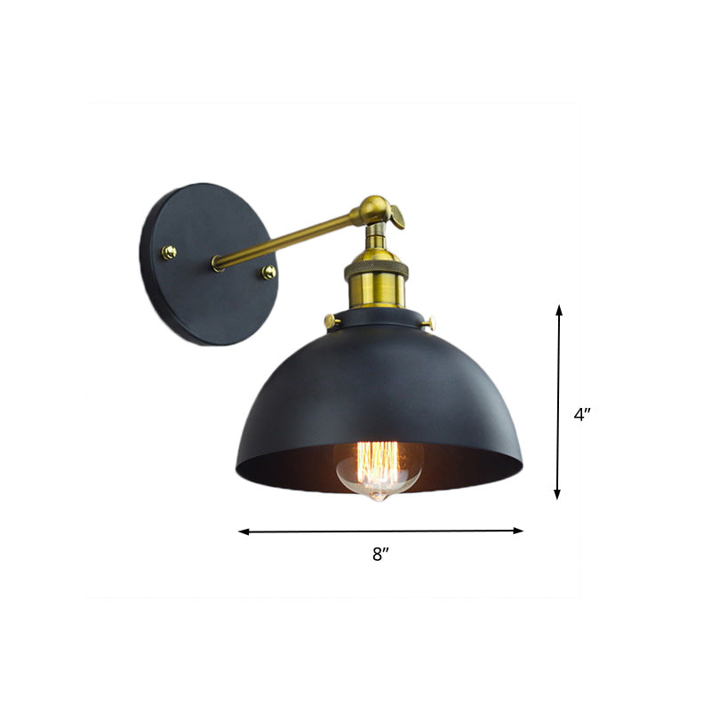 BowLift | 1 Head Wall Light with Dome Shade Metal Rotatable Wall Lamp in Brass Finish for Balcony